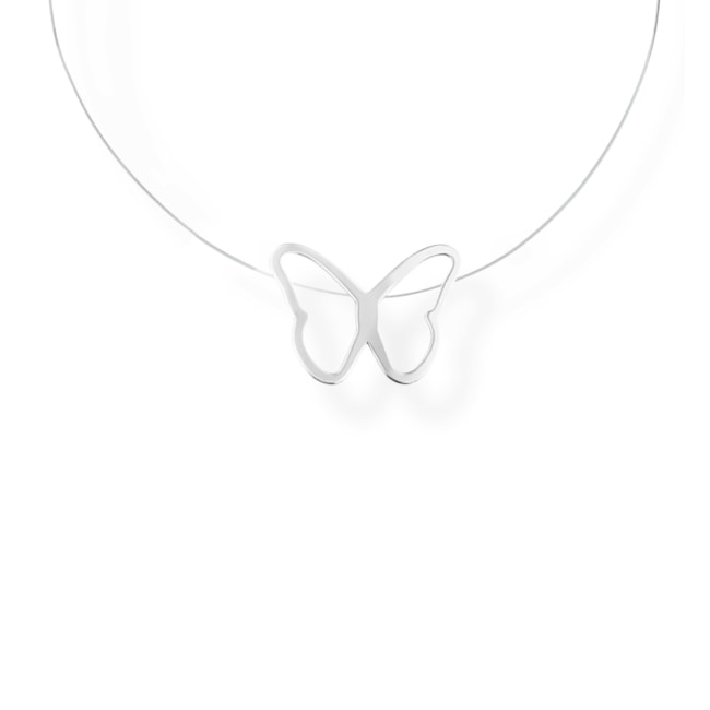 Gargantilha de Fio de Nylon com Borboleta Vazada - 40cm