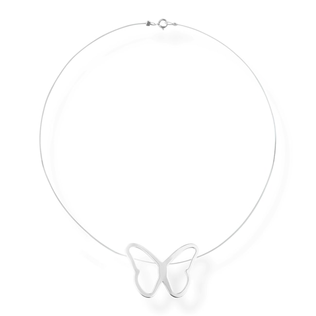 Gargantilha de Fio de Nylon com Borboleta Vazada - 40cm