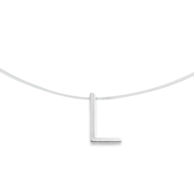 Gargantilha de Fio de Nylon com Letra L em Prata - 40cm