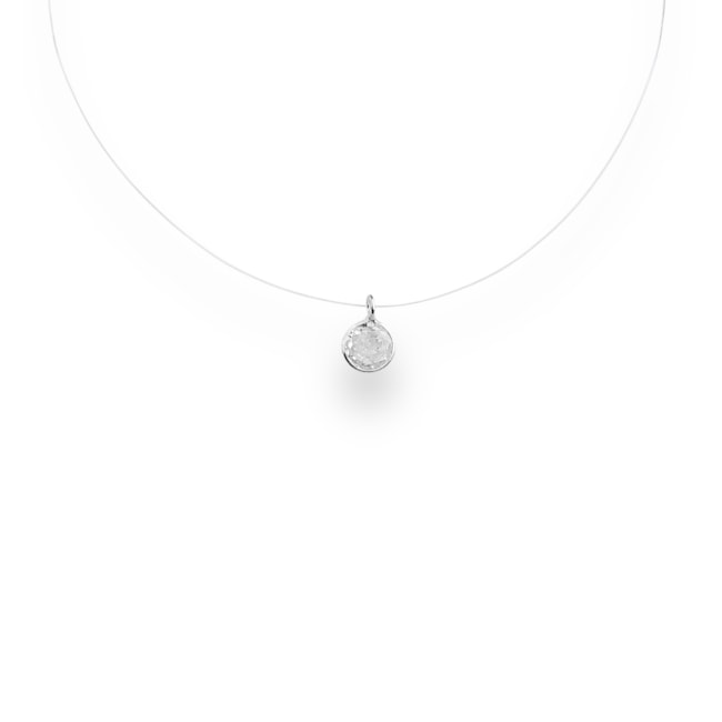 Gargantilha de Fio de Nylon com Ponto de Luz com Zircônia Redonda - 40cm