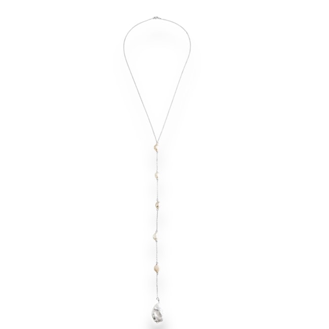 Gargantilha de Gravata com Pérola Água Doce e Pérola Biwa - 50cm