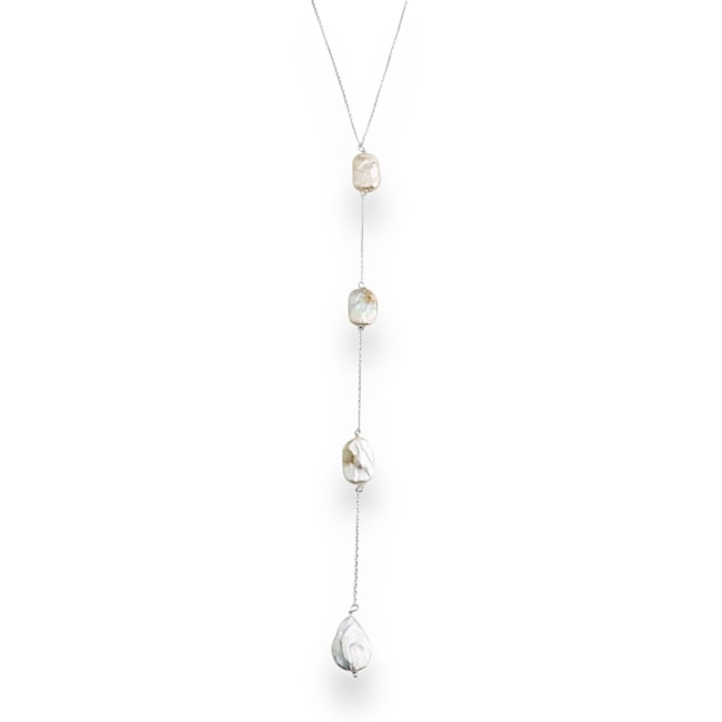 Gargantilha de Gravata com Pérola Biwa - 40cm