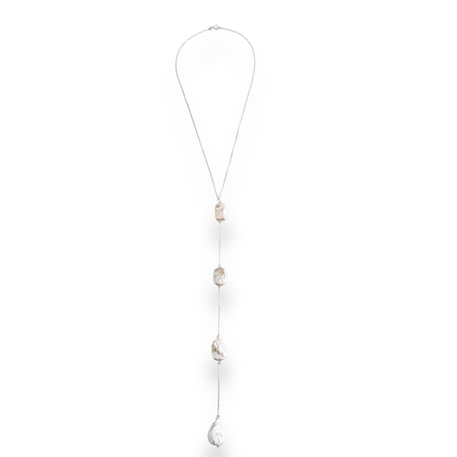 Gargantilha de Gravata com Pérola Biwa - 40cm