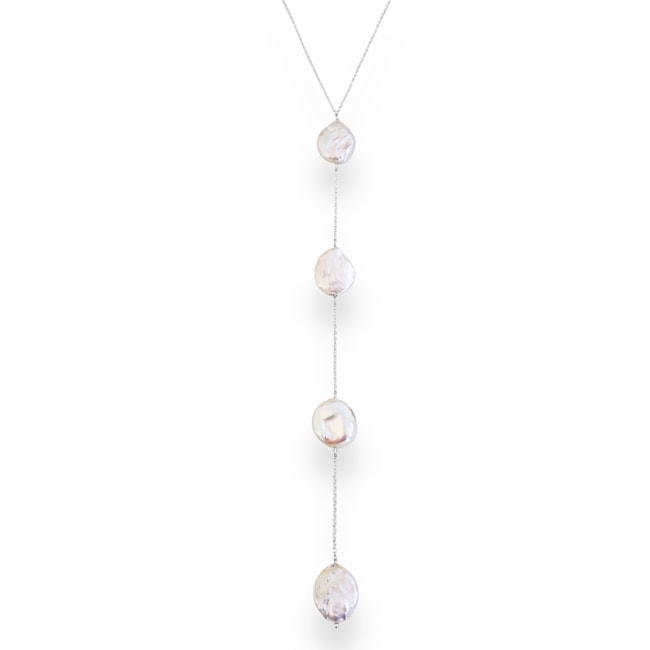 Gargantilha de Gravata com Pérola Biwa - 45cm
