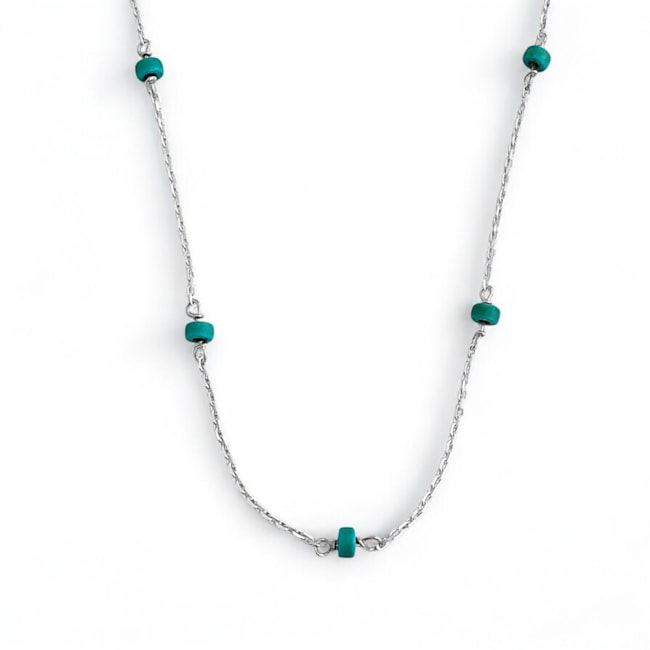 Gargantilha de Howlita Tuquersa com Rondel - 70cm