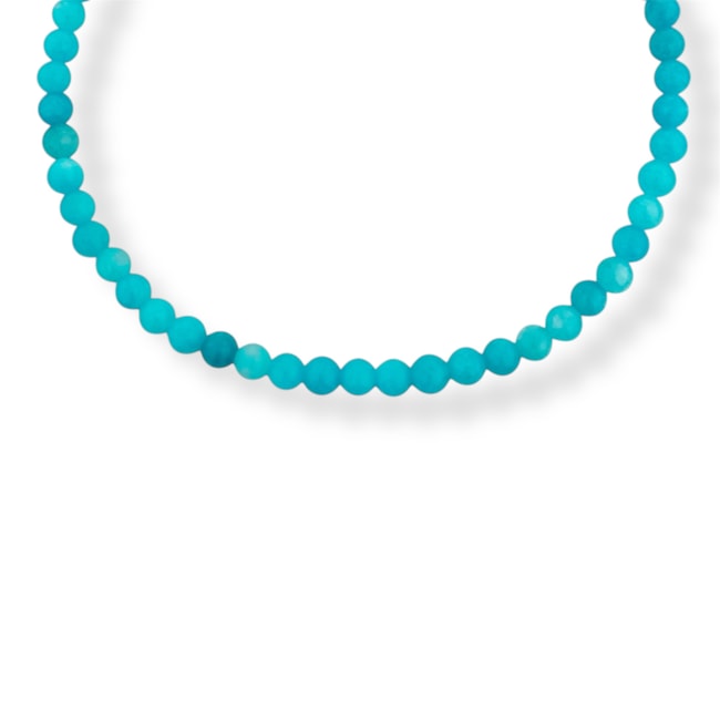Gargantilha de Jade Amazonita e Pérola Batata Branca - 40cm