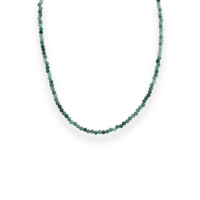 Gargantilha de Pedra Natural Quartzo Morango Verde - 40cm