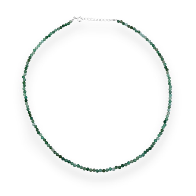 Gargantilha de Pedra Natural Quartzo Morango Verde - 40cm