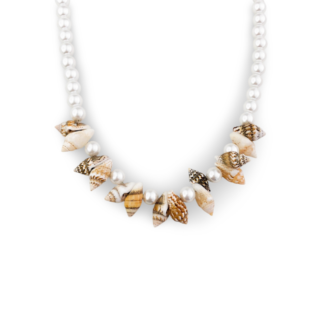 Gargantilha de Pérola Murano e Búzio Mesclado - 38cm