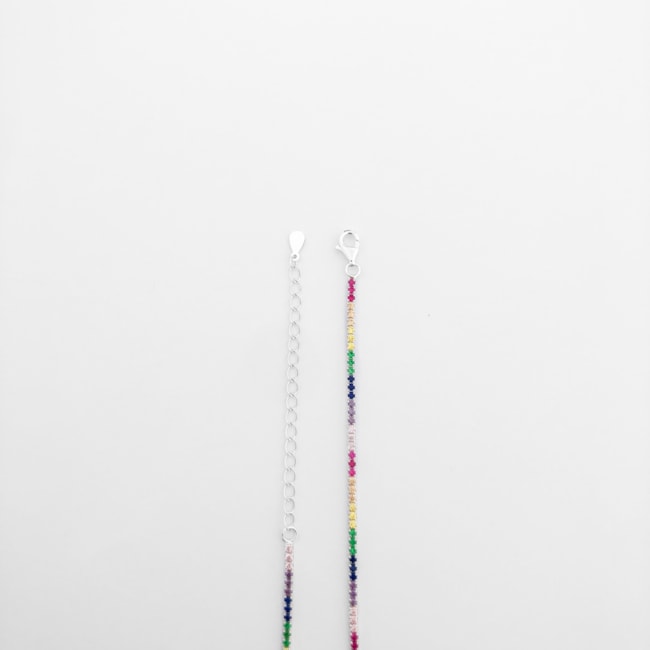 Gargantilha de Riviera Fina com Zircônias Coloridas - 40cm