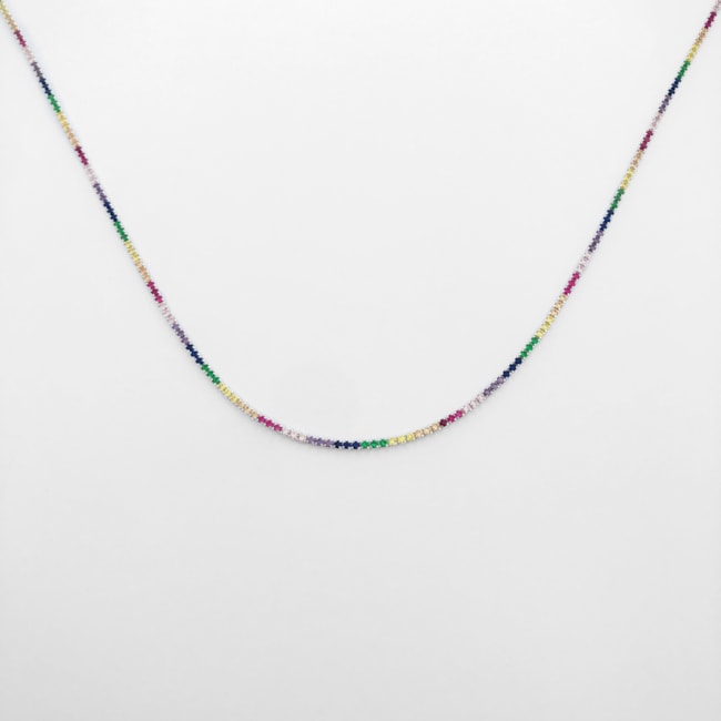 Gargantilha de Riviera Fina com Zircônias Coloridas - 40cm