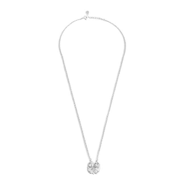 Gargantilha de Trevo em Formato de Coração com Zircônia Cristal - 