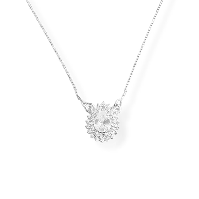 Gargantilha de Zircônia em Gota com Micro Zircônias - 45cm