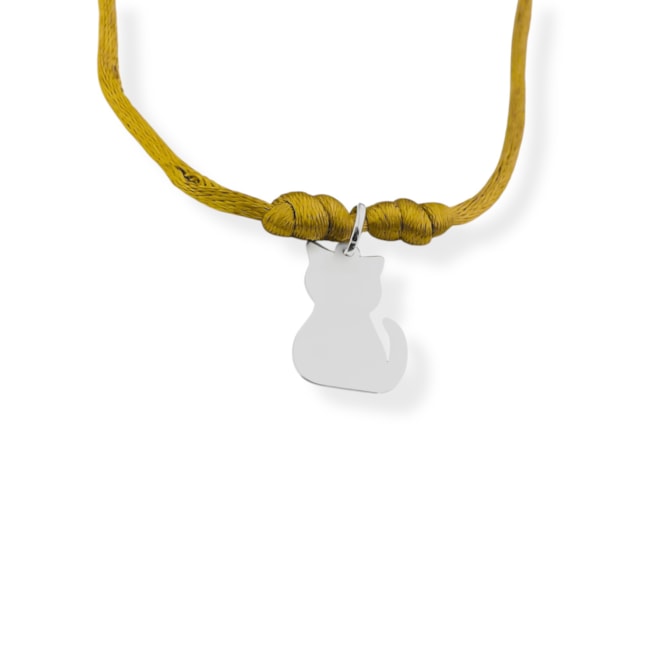 Gargantilha Dourada com Pingente de Gato - 45cm
