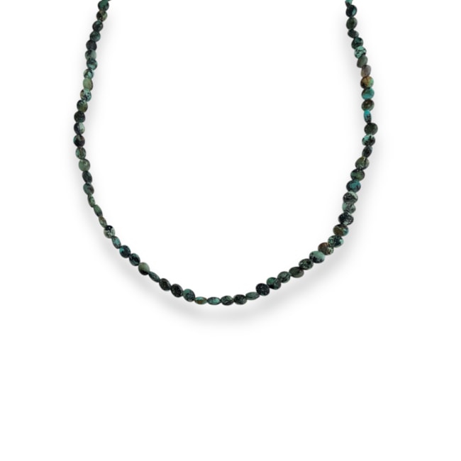 Gargantilha em Turquesa Africana Esverdeada - 40cm