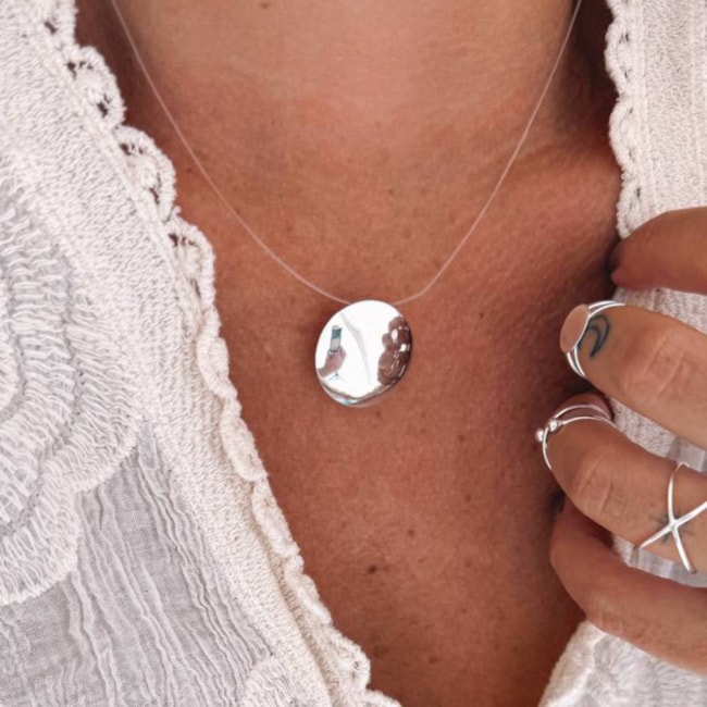 Gargantilha Fio de Nylon com Círculo - 45cm