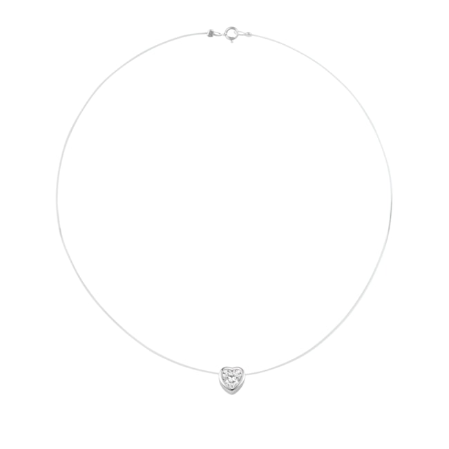 GARGANTILHA FIO DE NYLON COM CORAÇÃO EM ZIRCÔNIA - 40CM
