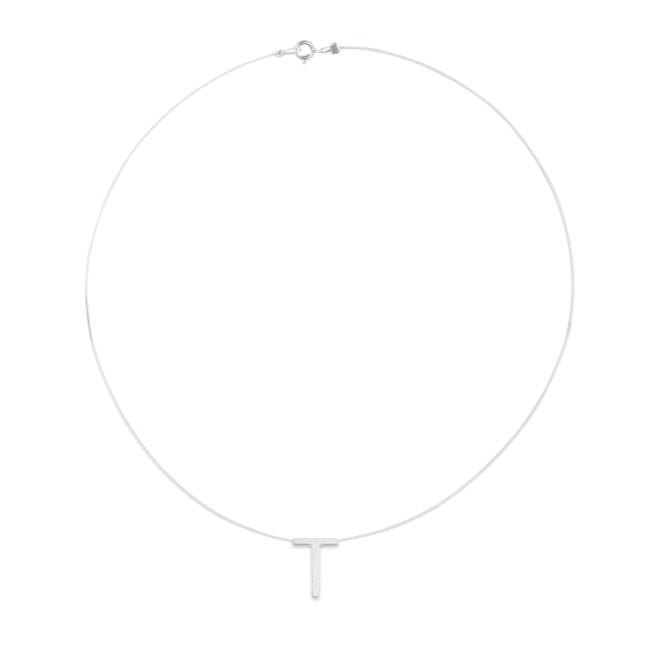 Gargantilha Fio de Nylon com Letra T em Laser - 40cm
