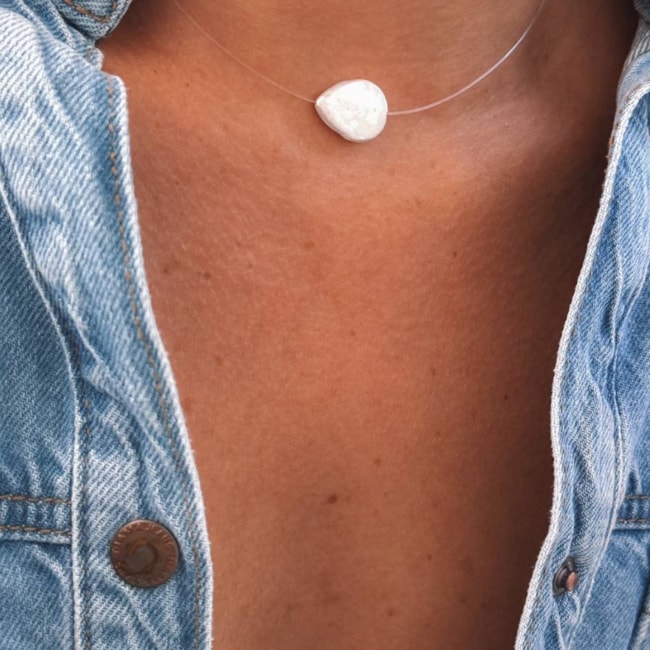 Gargantilha Fio de Nylon com Pérola Biwa - 45cm