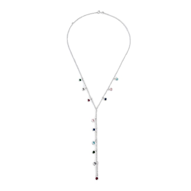 Gargantilha Gravata com Zircônias Coloridas - 43cm