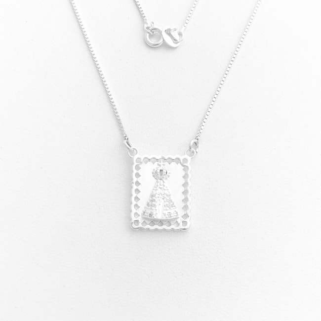 Gargantilha Nossa Senhora Aparecida Cravejada com Zircônias - 45cm