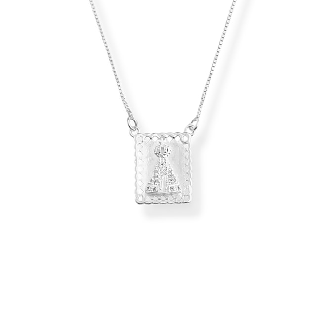 Gargantilha Nossa Senhora Aparecida Cravejada com Zircônias - 45cm