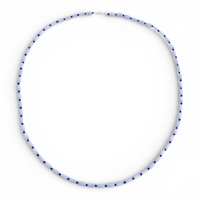 Gargantilha Olho de Gato com Cristal Azul - 70cm