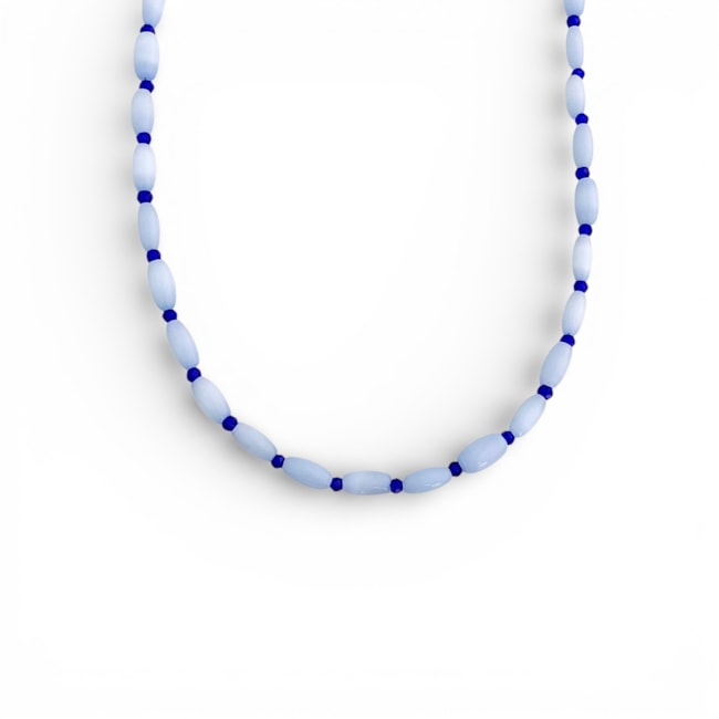 Gargantilha Olho de Gato com Cristal Azul - 70cm