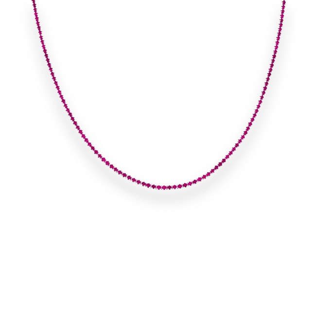Gargantilha Riviera Cravejada com Zircônia Rubi Rose - 36cm