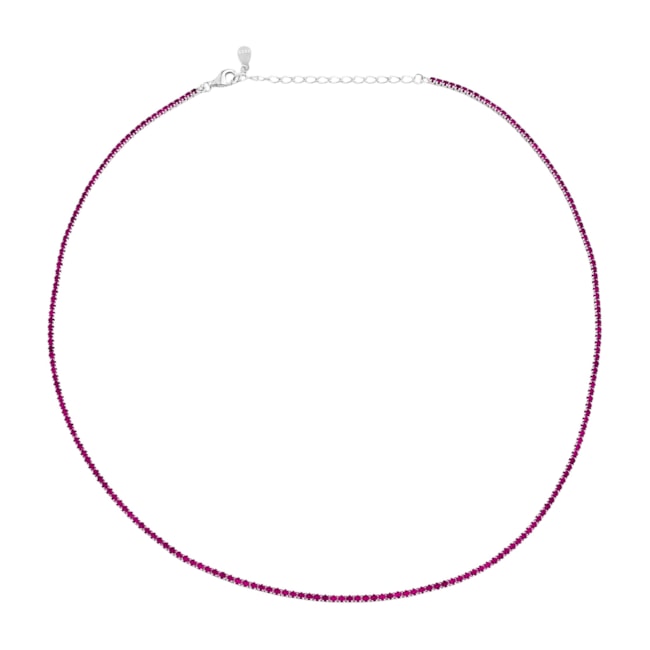 Gargantilha Riviera Cravejada com Zircônia Rubi Rose - 36cm