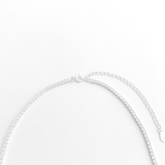 Gargantilha Riviera Cravejada com Zircônias Brancas  - 40cm