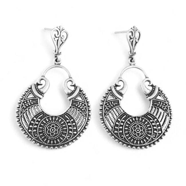 Maxi Brinco Boho Envelhecido com Meia Lua Trabalhada 