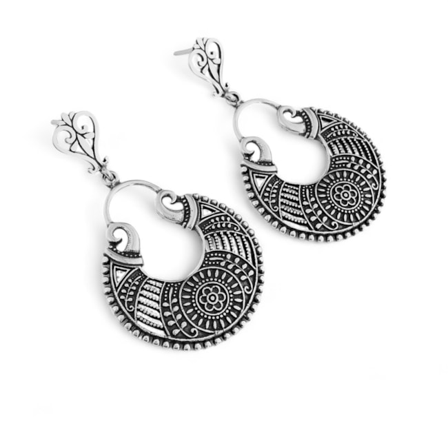 Maxi Brinco Boho Envelhecido com Meia Lua Trabalhada 