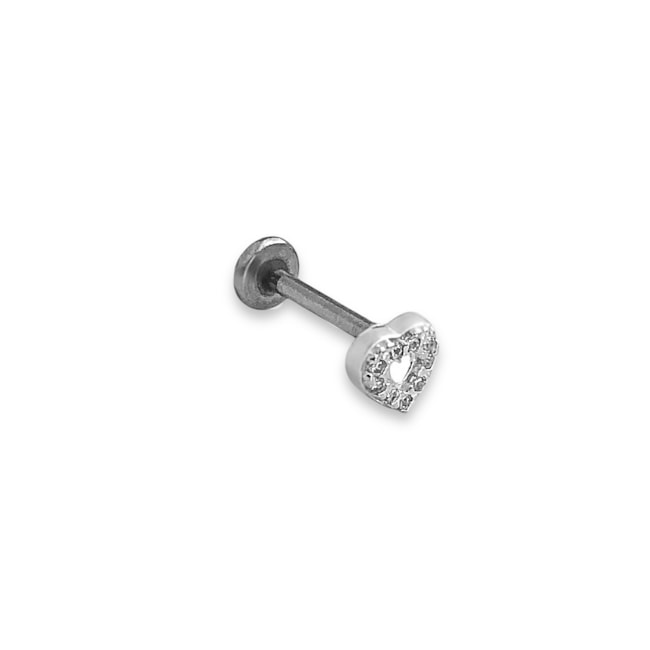 Piercing de Coração Cravejado com Zircônias