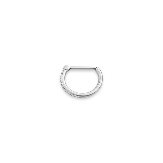 PIERCING DE FURO MEIA ARGOLA CRAVEJADA DE ZIRCÔNIA CRISTAL