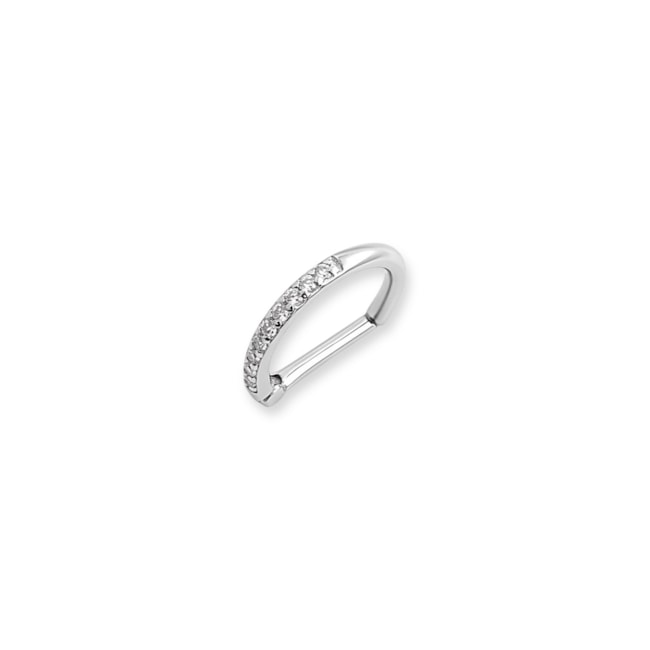 PIERCING DE FURO MEIA ARGOLA CRAVEJADA DE ZIRCÔNIA CRISTAL