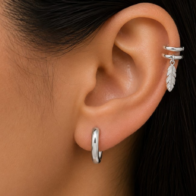 Piercing de Pressão com Pingente de Pena