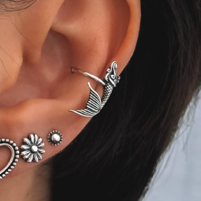 Piercing de Pressão Envelhecido com Sereia