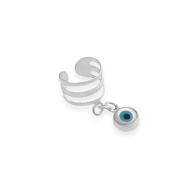 Piercing Fake 3 Aros com Pingente de Olho Grego em Madrepérola