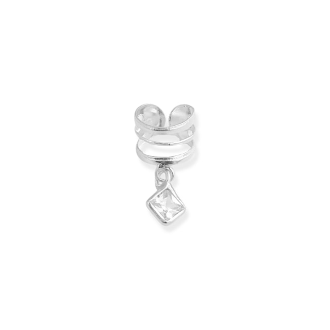 Piercing Fake 3 aros com Pingente de Zircônia Quadrada