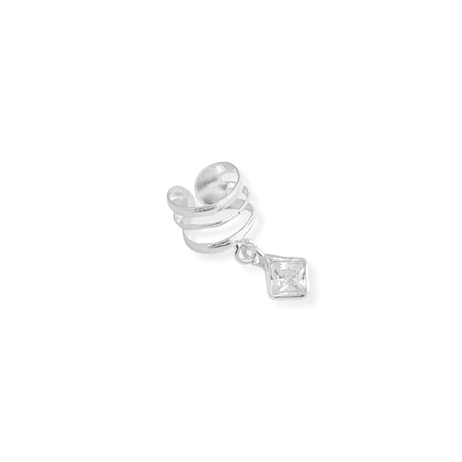 Piercing Fake 3 aros com Pingente de Zircônia Quadrada
