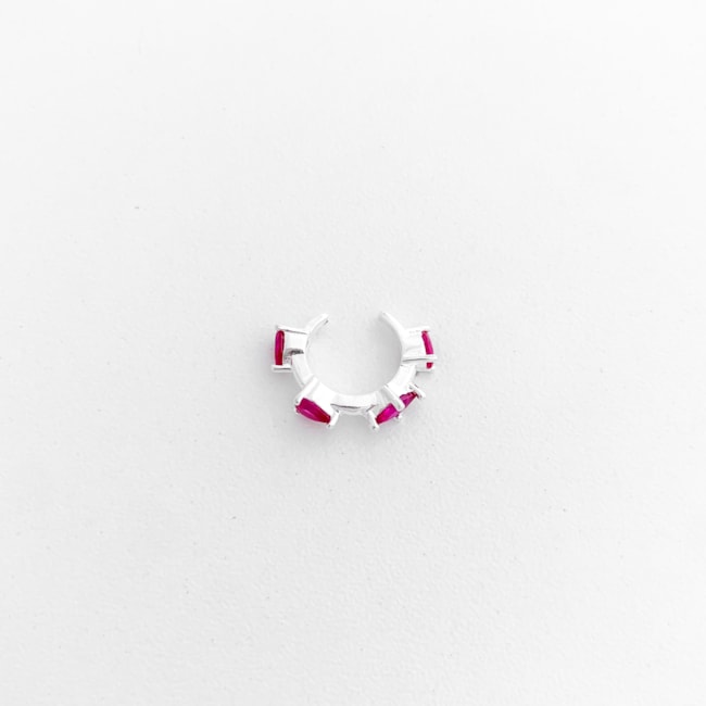 Piercing Fake com Zircônias Gota Rubi Rose