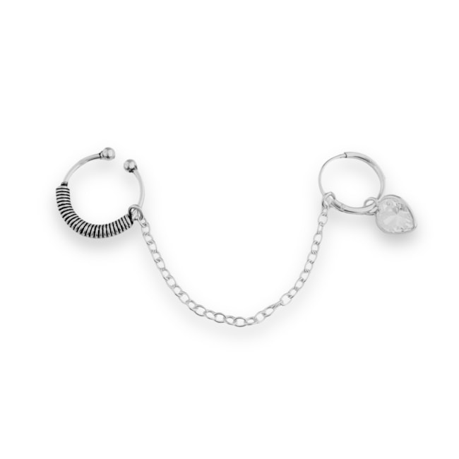 Piercing Fake de Cartilagem com Coração e Zircônia Cristal