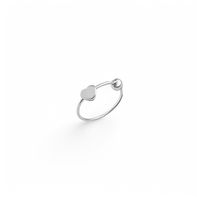 Piercing para Furo Argolinha com Bolinha e Coração 