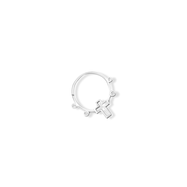 Piercing para Furo com Cruz Vazada e Zircônias