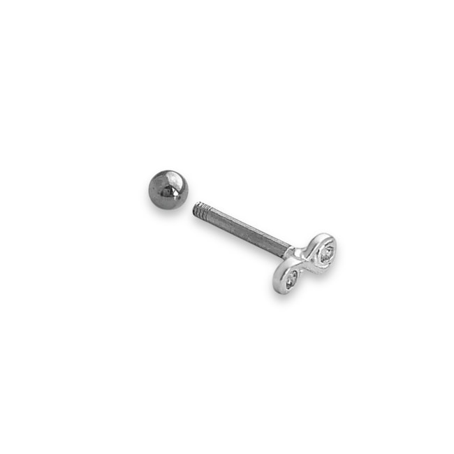 Piercing para Furo com Símbolo do Infinito e Zircônias 