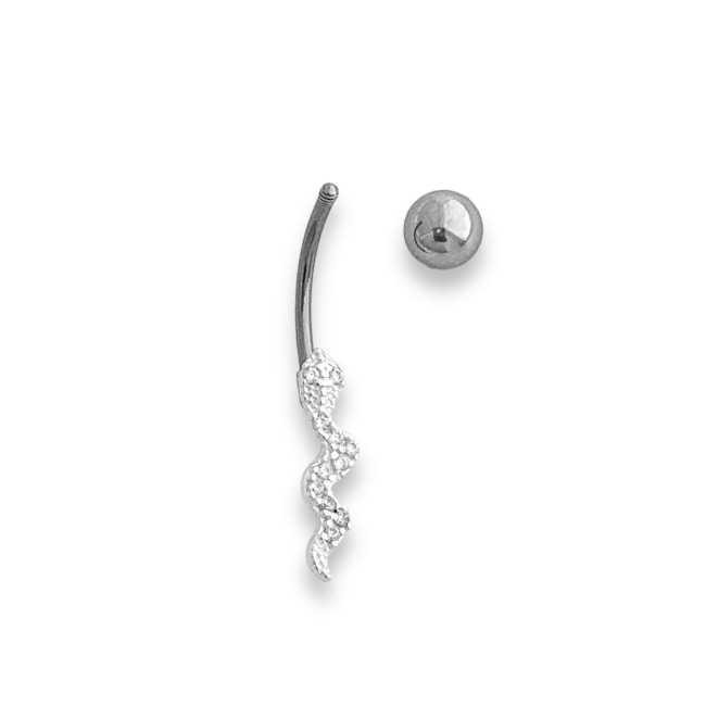 Piercing para Furo de Umbigo Serpente Cravejada com Zircônias