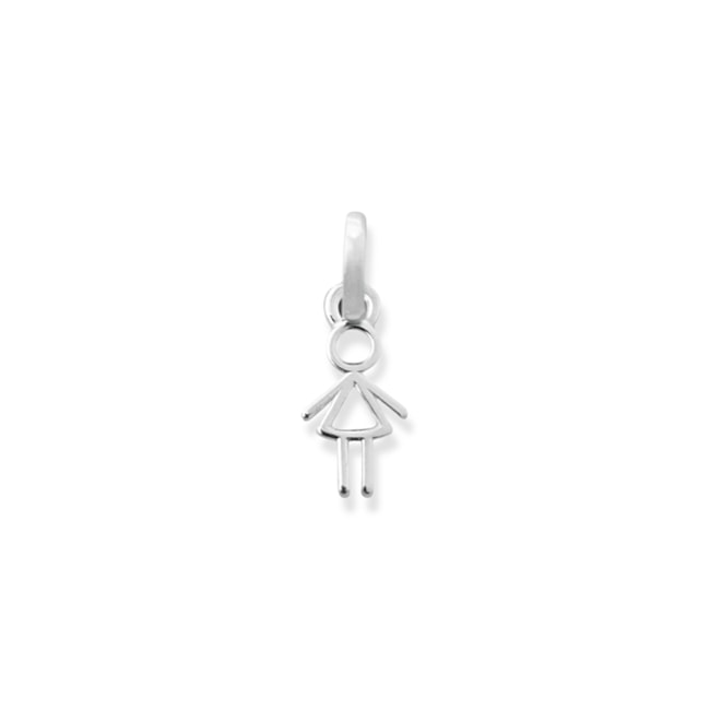 Pingente Branco Silhueta de Menina Vazado 