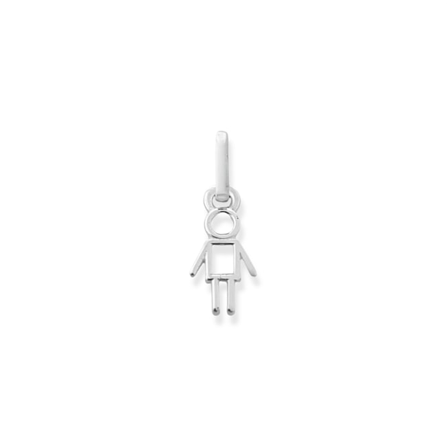Pingente Branco Silhueta de Menino Vazado 