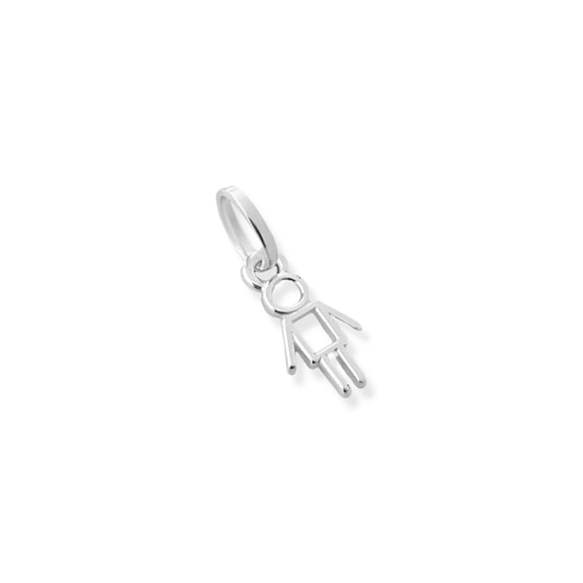Pingente Branco Silhueta de Menino Vazado 